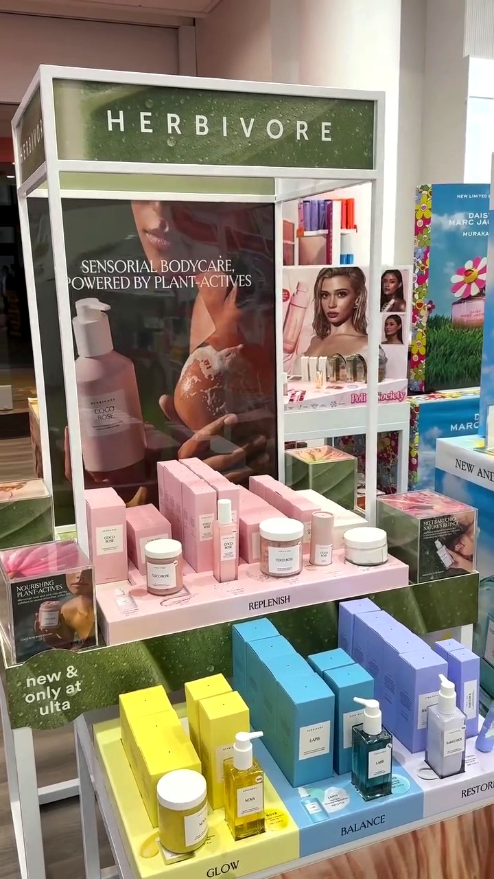 Herbivore collections displayed in an Ulta Beauty retail aisle