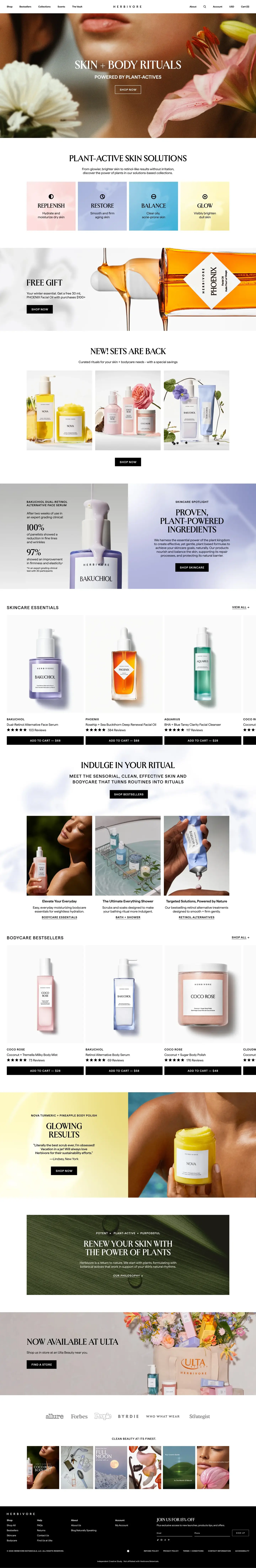 Redesigned Herbivore desktop homepage, full page