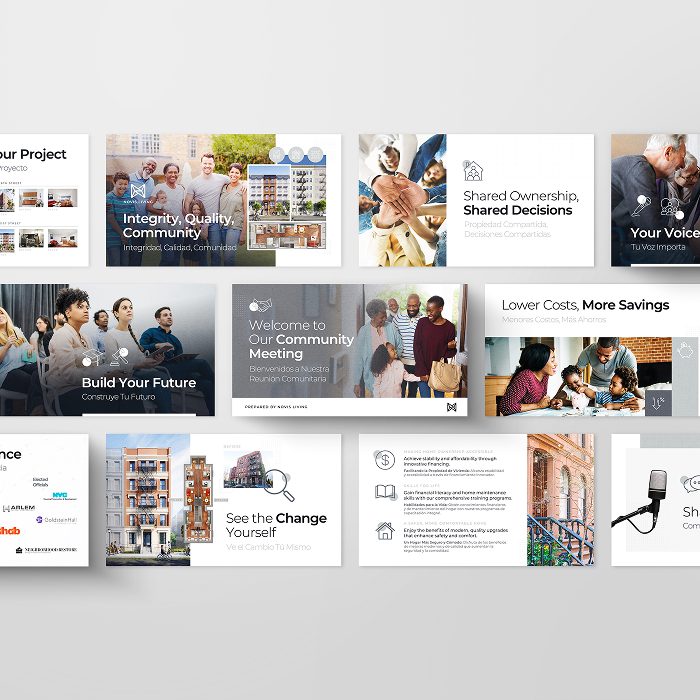 Presentation slide for Novis Living's Harlem redevelopment project by The Copper Portico.