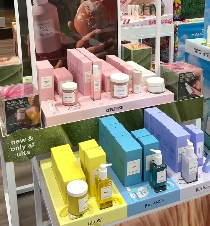 Products on store shelves